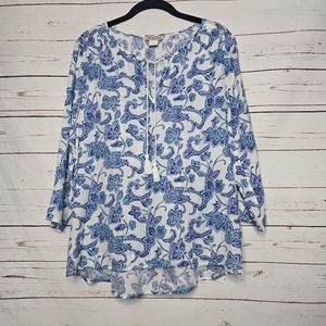Lucky Brand Floral Tie Neck Tunic